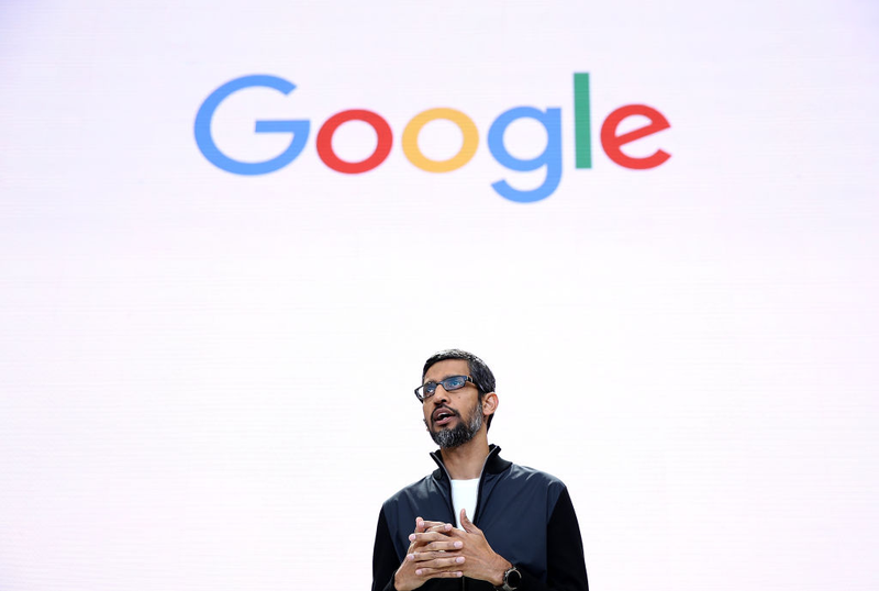 Google CEO Sundar Pichai delivers the keynote address at the Google I/O 2017 Conference at Shoreline Amphitheater on May 17, 2017 in Mountain View, California (Photo by Justin Sullivan/Getty Images)